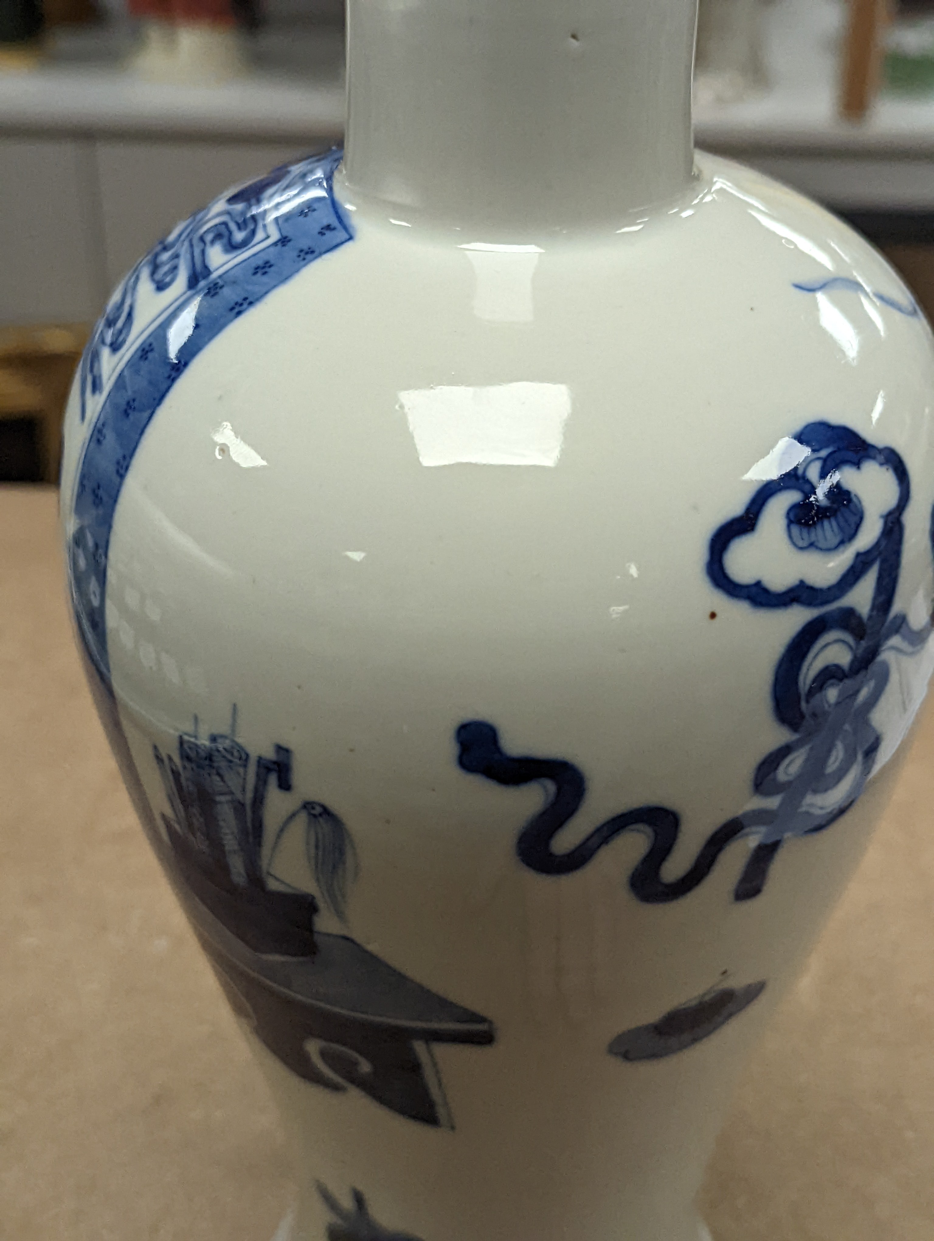 A Chinese underglaze blue baluster vase, 30 cms high.
